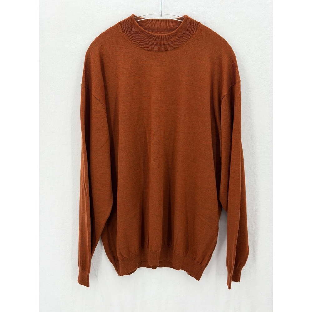 Pronto Uomo Sweater Mens 3XLT‎ Brown Merino Wool Pullover Autumn Knit Classic